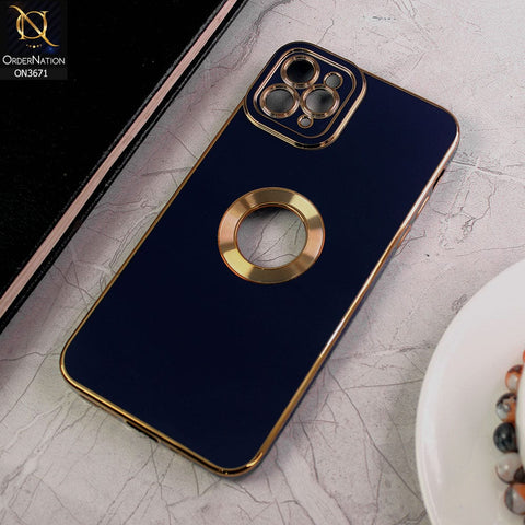 iPhone 11 Pro Cover - Blue - All New Electroplating Borders With Logo Hole Protective Soft Silicon Case