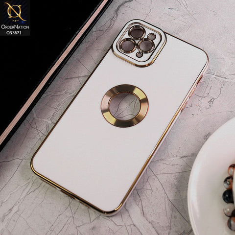 iPhone 11 Pro Cover - White - All New Electroplating Borders With Logo Hole Protective Soft Silicon Case