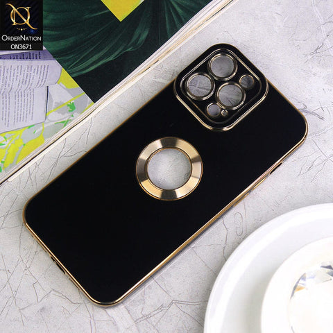 iPhone 12 Pro Max Cover - Black - All New Electroplating Borders With Logo Hole Protective Soft Silicon Case