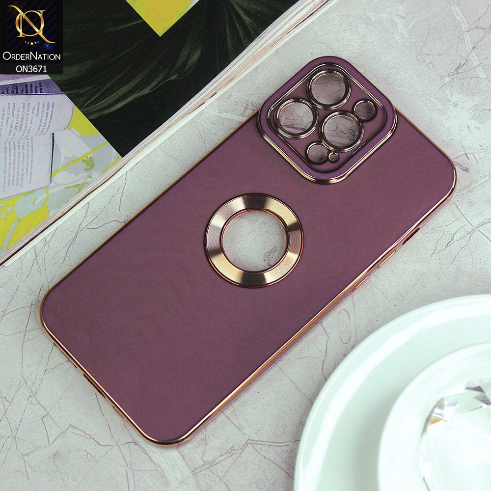 iPhone 12 Pro Max Cover - Mauve - All New Electroplating Borders With Logo Hole Protective Soft Silicon Case