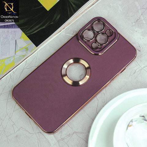 iPhone 12 Pro Max Cover - Mauve - All New Electroplating Borders With Logo Hole Protective Soft Silicon Case