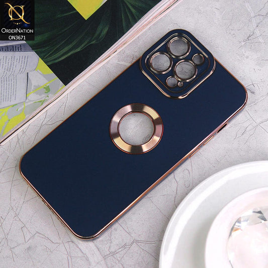 iPhone 13 Pro Max Cover - Blue - All New Electroplating Borders With Logo Hole Protective Soft Silicon Case