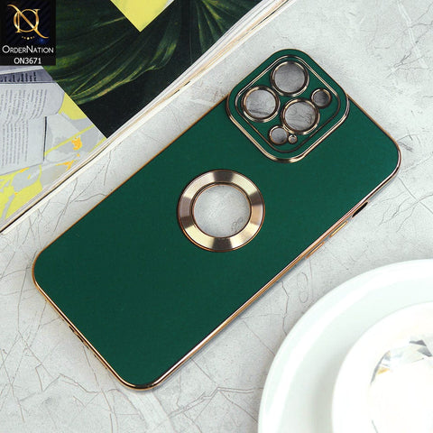 iPhone 13 Pro Max Cover - Green - All New Electroplating Borders With Logo Hole Protective Soft Silicon Case