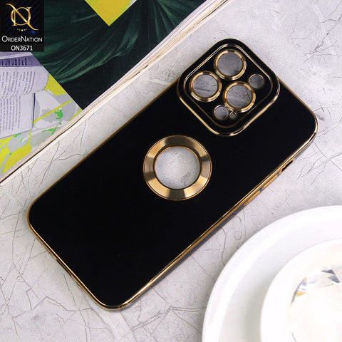 iPhone 14 Pro Max Cover - Black - All New Electroplating Borders With Logo Hole Protective Soft Silicon Case