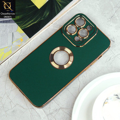 iPhone 14 Pro Max Cover - Green - All New Electroplating Borders With Logo Hole Protective Soft Silicon Case