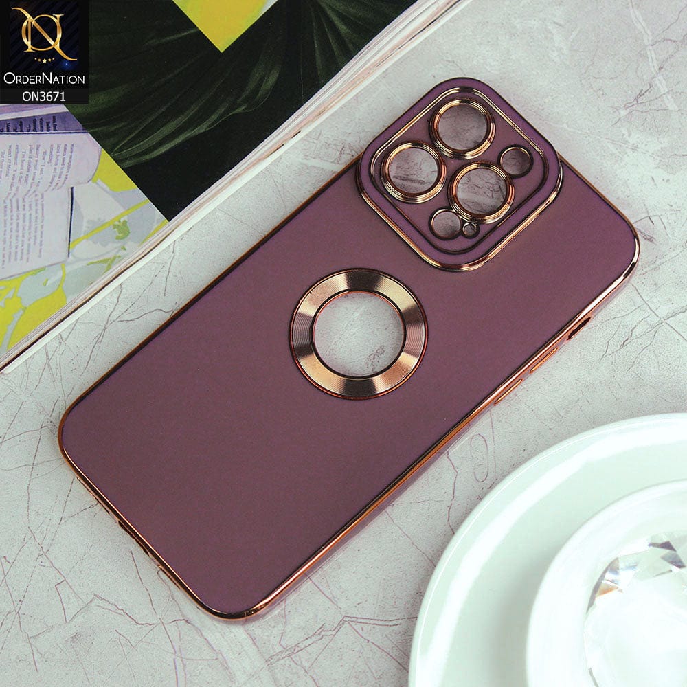 iPhone 14 Pro Max Cover - Mauve - All New Electroplating Borders With Logo Hole Protective Soft Silicon Case