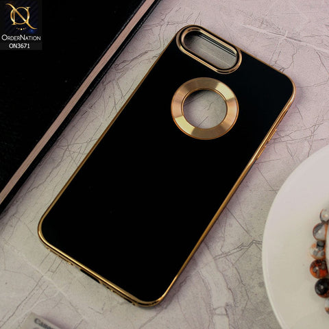 iPhone 8 Plus / 7 Plus Cover - Black - All New Electroplating Borders With Logo Hole Protective Soft Silicon Case