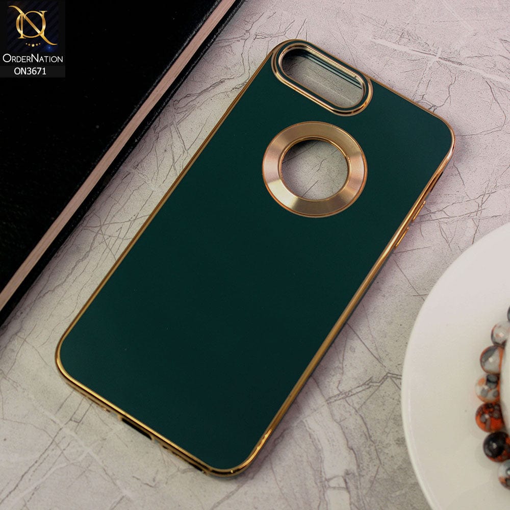 iPhone 8 Plus / 7 Plus Cover - Green - All New Electroplating Borders With Logo Hole Protective Soft Silicon Case