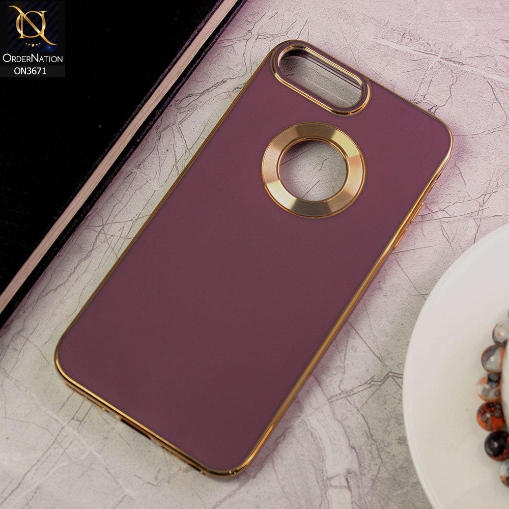 iPhone 8 Plus / 7 Plus Cover - Mauve - All New Electroplating Borders With Logo Hole Protective Soft Silicon Case