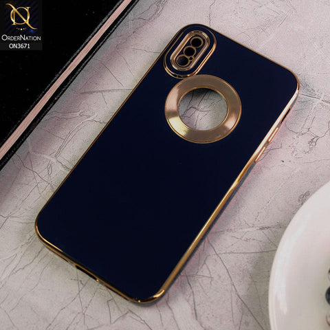iPhone XS / X Cover - Blue - All New Electroplating Borders With Logo Hole Protective Soft Silicon Case