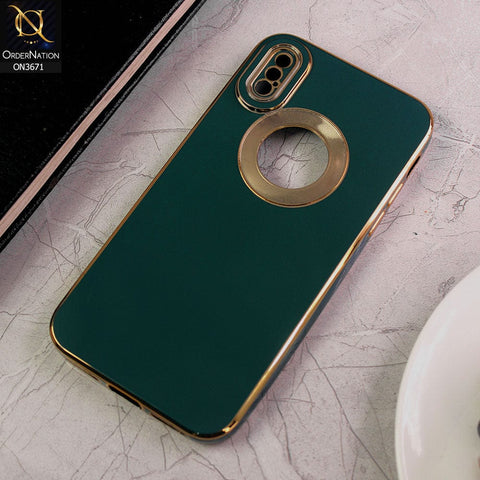 iPhone XS / X Cover - Green - All New Electroplating Borders With Logo Hole Protective Soft Silicon Case