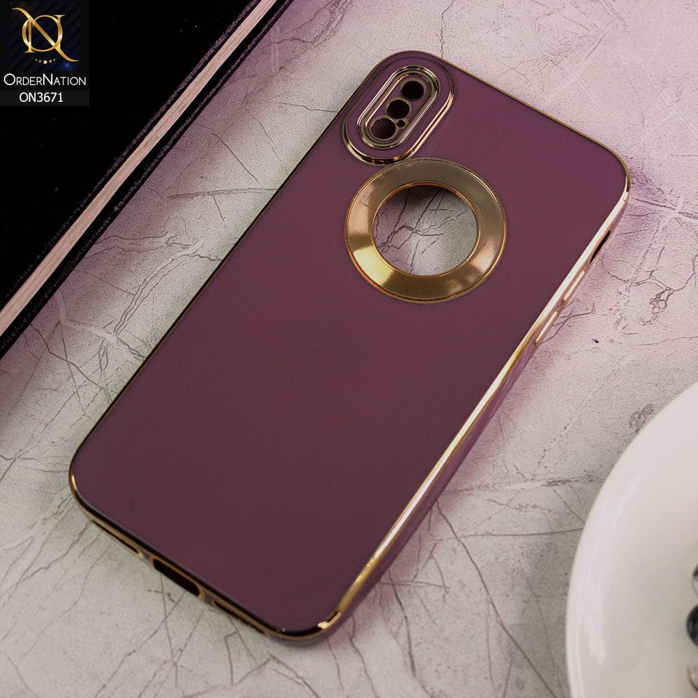 iPhone XS / X Cover - Mauve - All New Electroplating Borders With Logo Hole Protective Soft Silicon Case