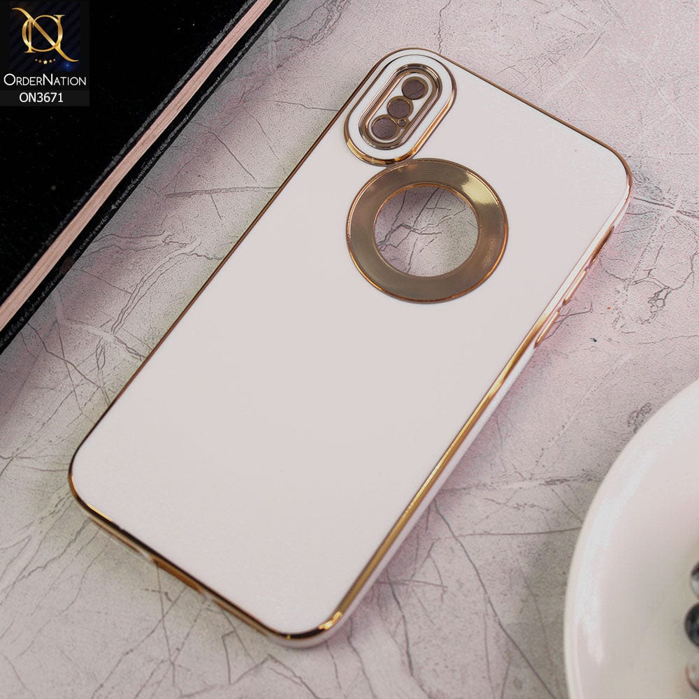 iPhone XS / X Cover - White - All New Electroplating Borders With Logo Hole Protective Soft Silicon Case
