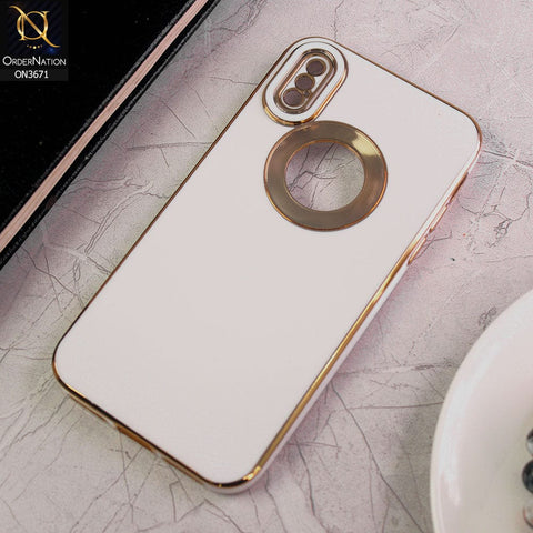 iPhone XS / X Cover - White - All New Electroplating Borders With Logo Hole Protective Soft Silicon Case