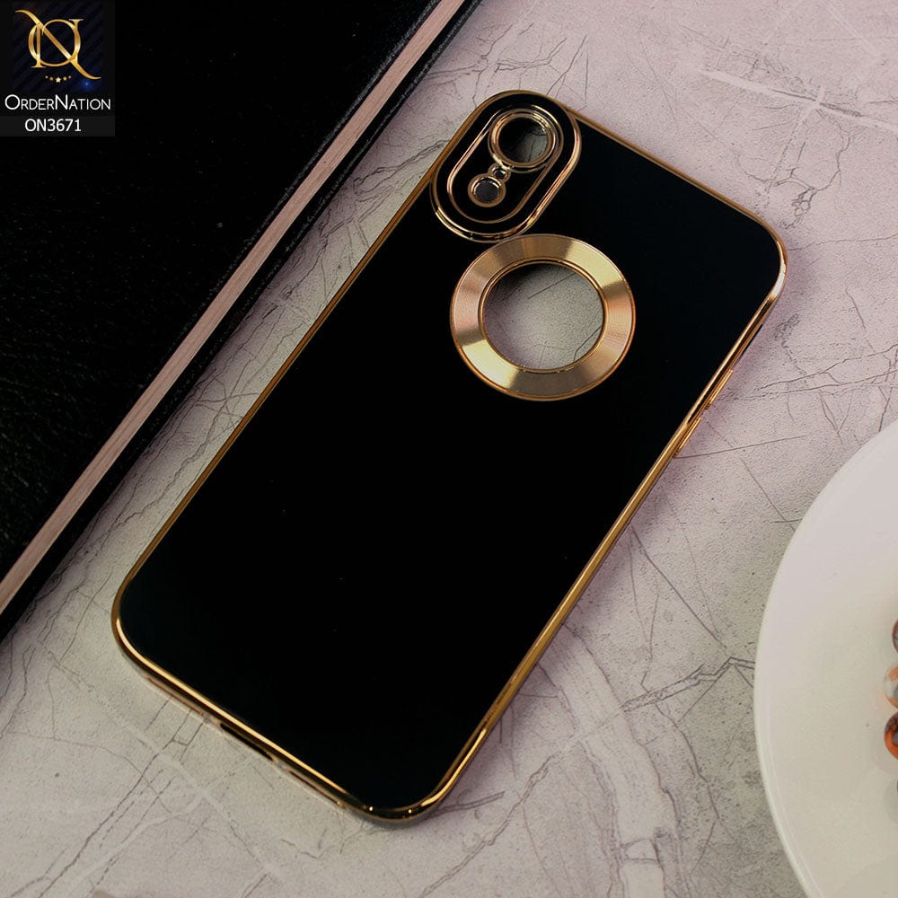 iPhone XR Cover - Black - All New Electroplating Borders With Logo Hole Protective Soft Silicon Case