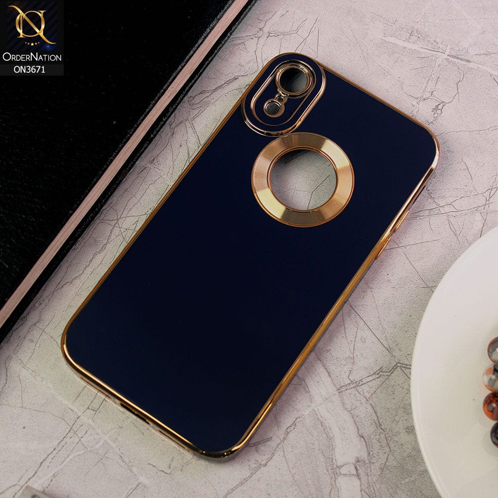 iPhone XR Cover - Blue - All New Electroplating Borders With Logo Hole Protective Soft Silicon Case