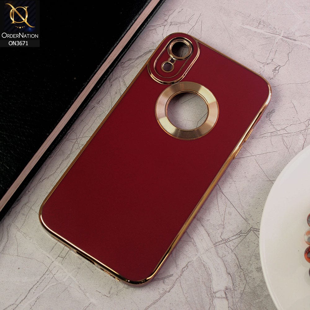 iPhone XR Cover - Maroon - All New Electroplating Borders With Logo Hole Protective Soft Silicon Case