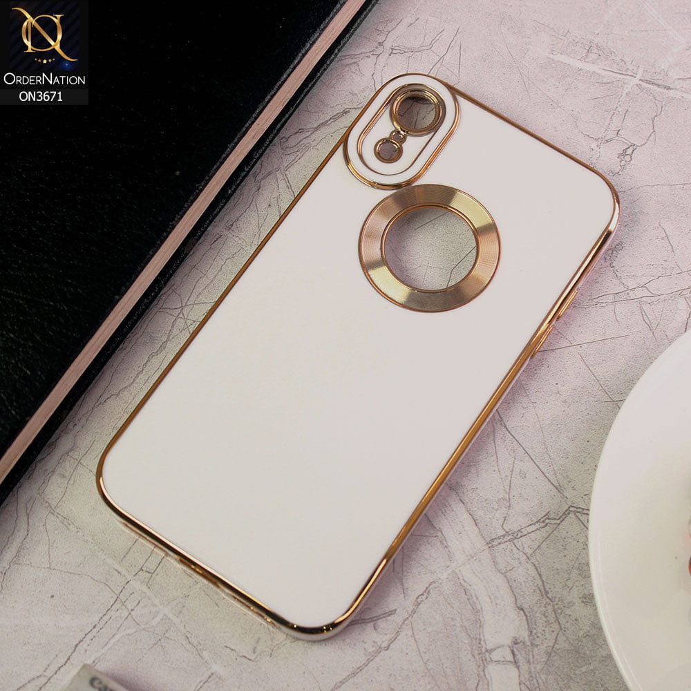 iPhone XR Cover - White - All New Electroplating Borders With Logo Hole Protective Soft Silicon Case