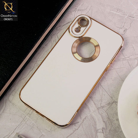iPhone XR Cover - White - All New Electroplating Borders With Logo Hole Protective Soft Silicon Case