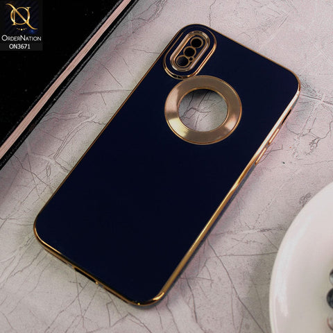iPhone XS Max Cover - Blue - All New Electroplating Borders With Logo Hole Protective Soft Silicon Case
