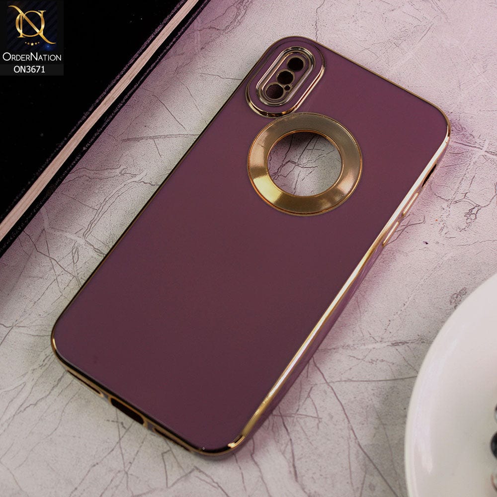 iPhone XS Max Cover - Mauve - All New Electroplating Borders With Logo Hole Protective Soft Silicon Case