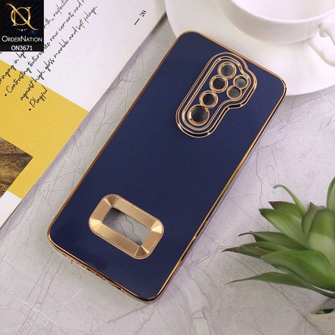 Xiaomi Redmi Note 8 Pro Cover - Blue - All New Electroplating Borders With Logo Hole Protective Soft Silicon Case