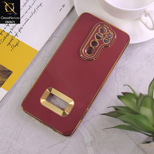 Xiaomi Redmi Note 8 Pro Cover - Maroon - All New Electroplating Borders With Logo Hole Protective Soft Silicon Case