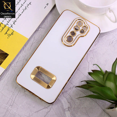 Xiaomi Redmi Note 8 Pro Cover - White - All New Electroplating Borders With Logo Hole Protective Soft Silicon Case