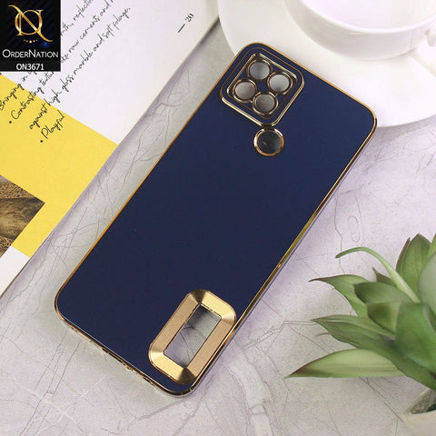 Oppo A15 Cover - Blue - All New Electroplating Borders With Logo Hole Protective Soft Silicon Case