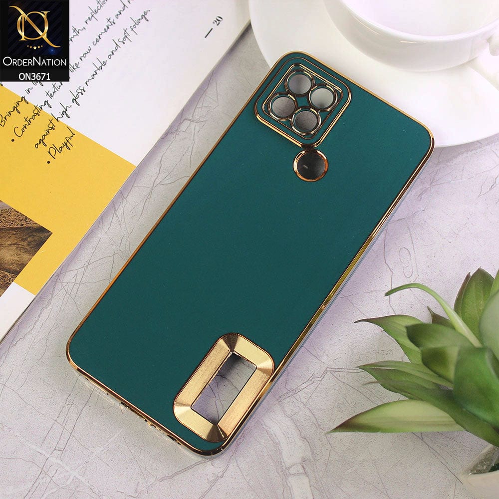 Oppo A15s Cover - Green - All New Electroplating Borders With Logo Hole Protective Soft Silicon Case