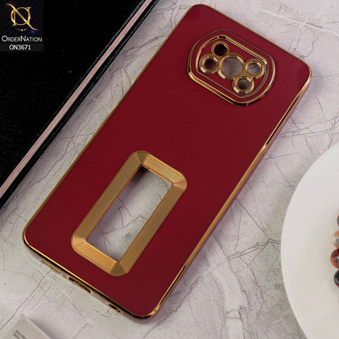 Xiaomi Poco X3 Pro Cover - Maroon - All New Electroplating Borders With Logo Hole Protective Soft Silicon Case