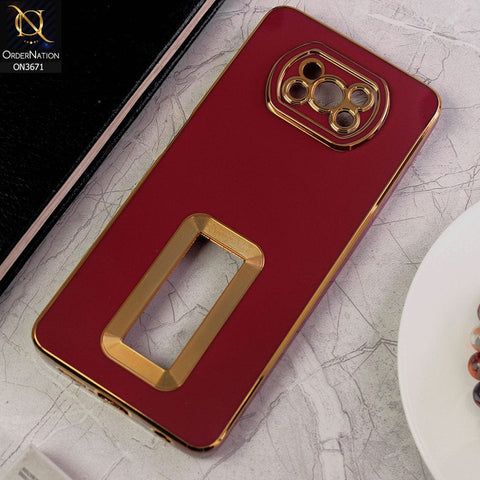Xiaomi Poco X3 Cover - Maroon - All New Electroplating Borders With Logo Hole Protective Soft Silicon Case