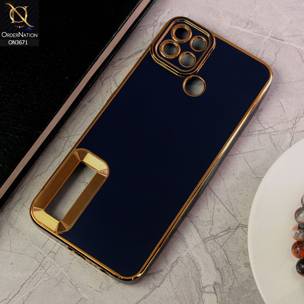 Realme C21Y Cover - Blue - All New Electroplating Borders With Logo Hole Protective Soft Silicon Case