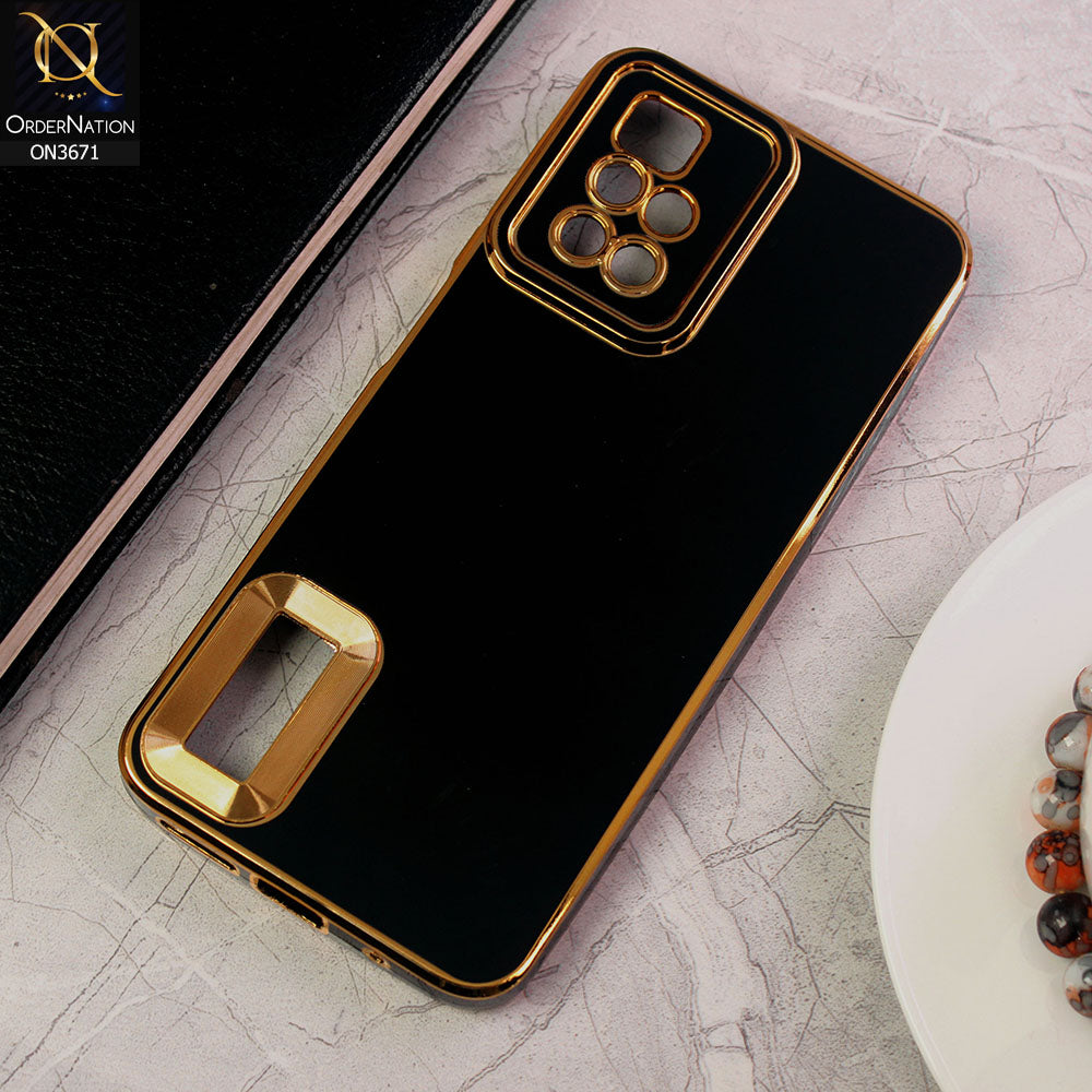 Xiaomi Redmi 10 Cover - Black - All New Electroplating Borders With Logo Hole Protective Soft Silicon Case