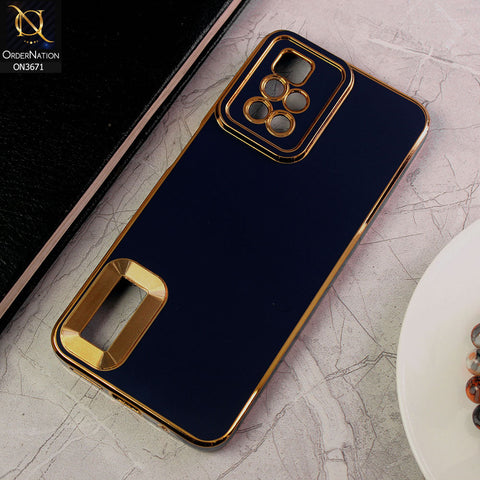 Xiaomi Redmi 10 Cover - Blue - All New Electroplating Borders With Logo Hole Protective Soft Silicon Case