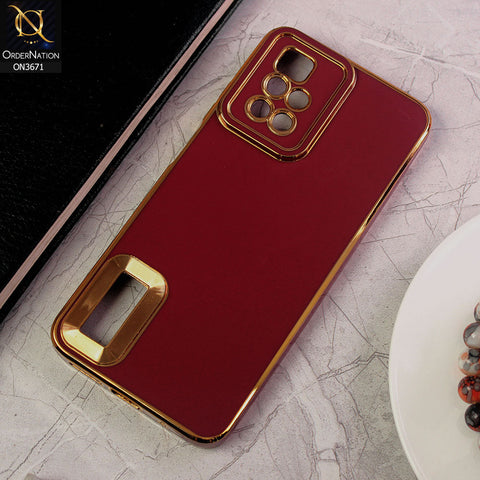Xiaomi Redmi 10 Cover - Maroon - All New Electroplating Borders With Logo Hole Protective Soft Silicon Case