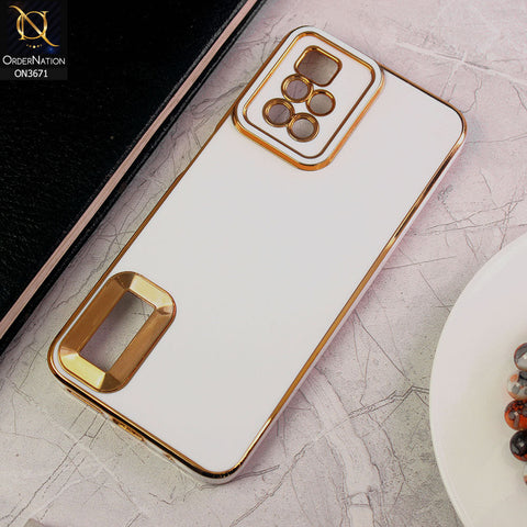 Xiaomi Redmi 10 Cover - White - All New Electroplating Borders With Logo Hole Protective Soft Silicon Case