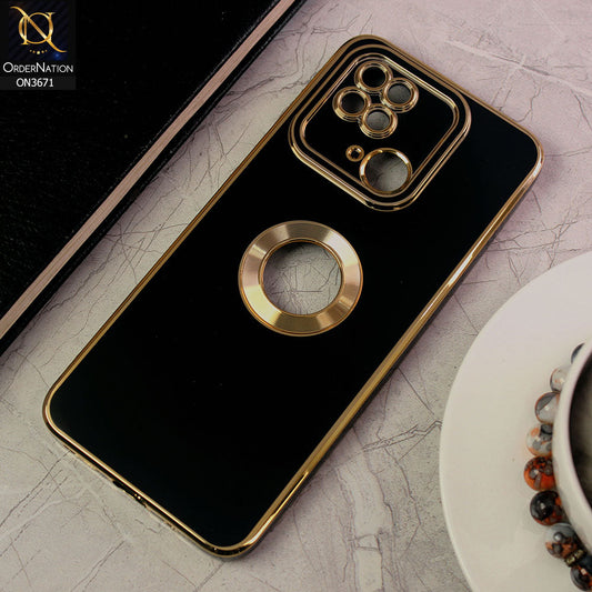 Xiaomi Redmi 10C Cover - Black - All New Electroplating Borders With Logo Hole Protective Soft Silicon Case