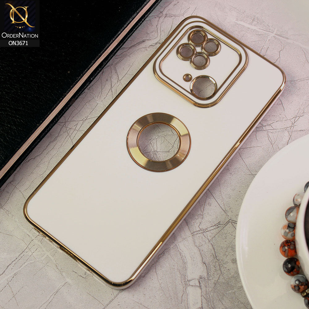 Xiaomi Redmi 10C Cover - White - All New Electroplating Borders With Logo Hole Protective Soft Silicon Case