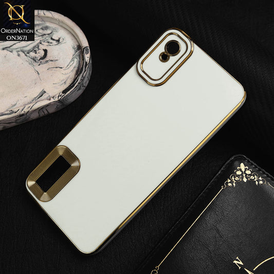 Xiaomi Redmi 9i Cover - White -  All New Electroplating Borders With Logo Hole Protective Soft Silicon Case