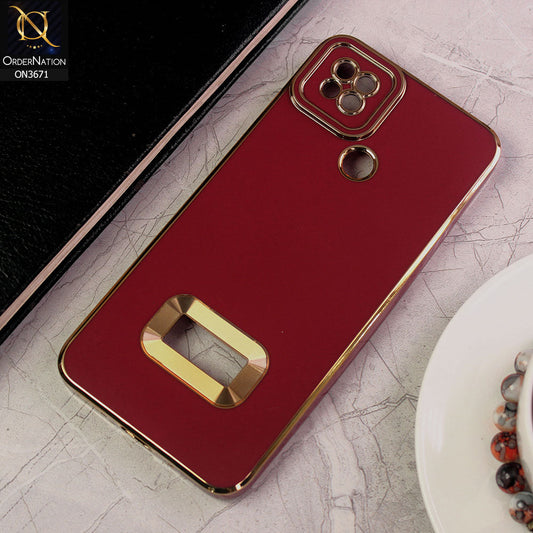 Xiaomi Redmi 9C Cover - Maroon - All New Electroplating Borders With Logo Hole Protective Soft Silicon Case