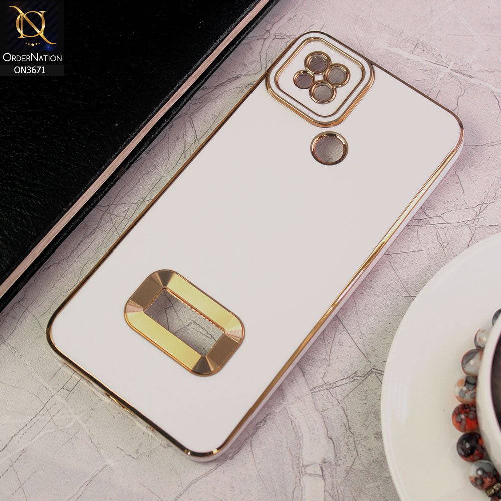 Xiaomi Redmi 9C Cover - White - All New Electroplating Borders With Logo Hole Protective Soft Silicon Case