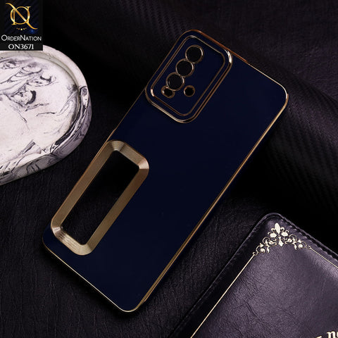 Xiaomi Redmi 9T Cover - Blue -  All New Electroplating Borders With Logo Hole Protective Soft Silicon Case