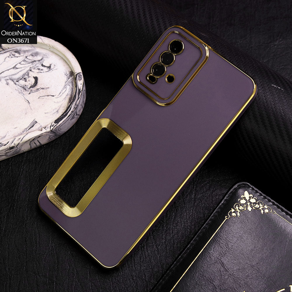 Xiaomi Redmi 9T Cover - Mauve -  All New Electroplating Borders With Logo Hole Protective Soft Silicon Case