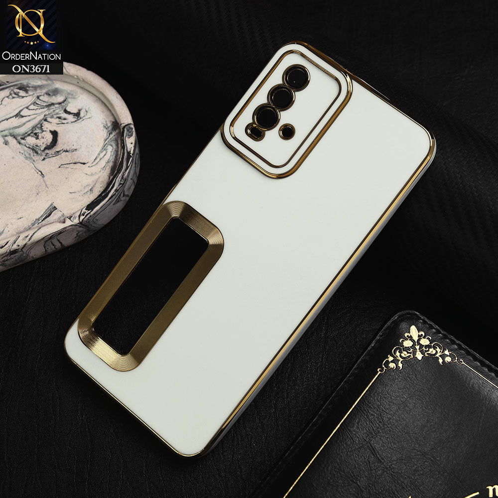 Xiaomi Redmi 9T Cover - White -  All New Electroplating Borders With Logo Hole Protective Soft Silicon Case