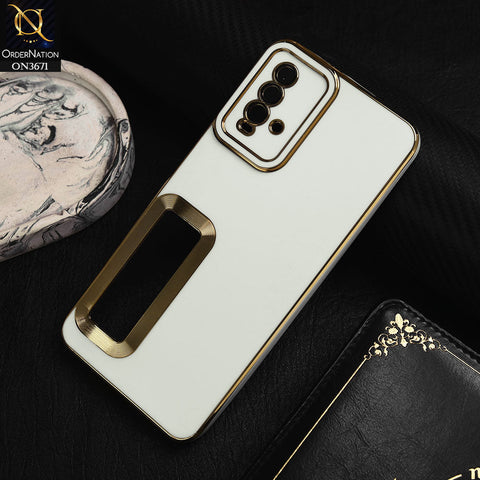 Xiaomi Redmi 9T Cover - White -  All New Electroplating Borders With Logo Hole Protective Soft Silicon Case
