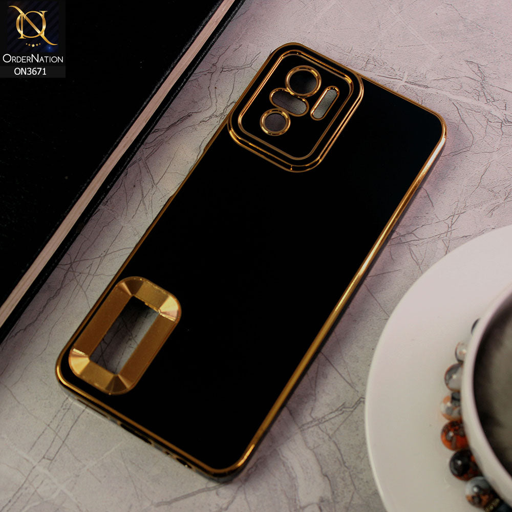 Xiaomi Redmi Note 10 4G Cover - Black - All New Electroplating Borders With Logo Hole Protective Soft Silicon Case