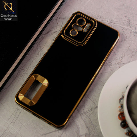 Xiaomi Redmi Note 10 4G Cover - Black - All New Electroplating Borders With Logo Hole Protective Soft Silicon Case