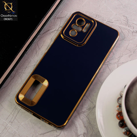Xiaomi Redmi Note 10 4G Cover - Blue - All New Electroplating Borders With Logo Hole Protective Soft Silicon Case