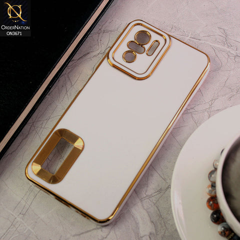 Xiaomi Redmi Note 10 4G Cover - White - All New Electroplating Borders With Logo Hole Protective Soft Silicon Case
